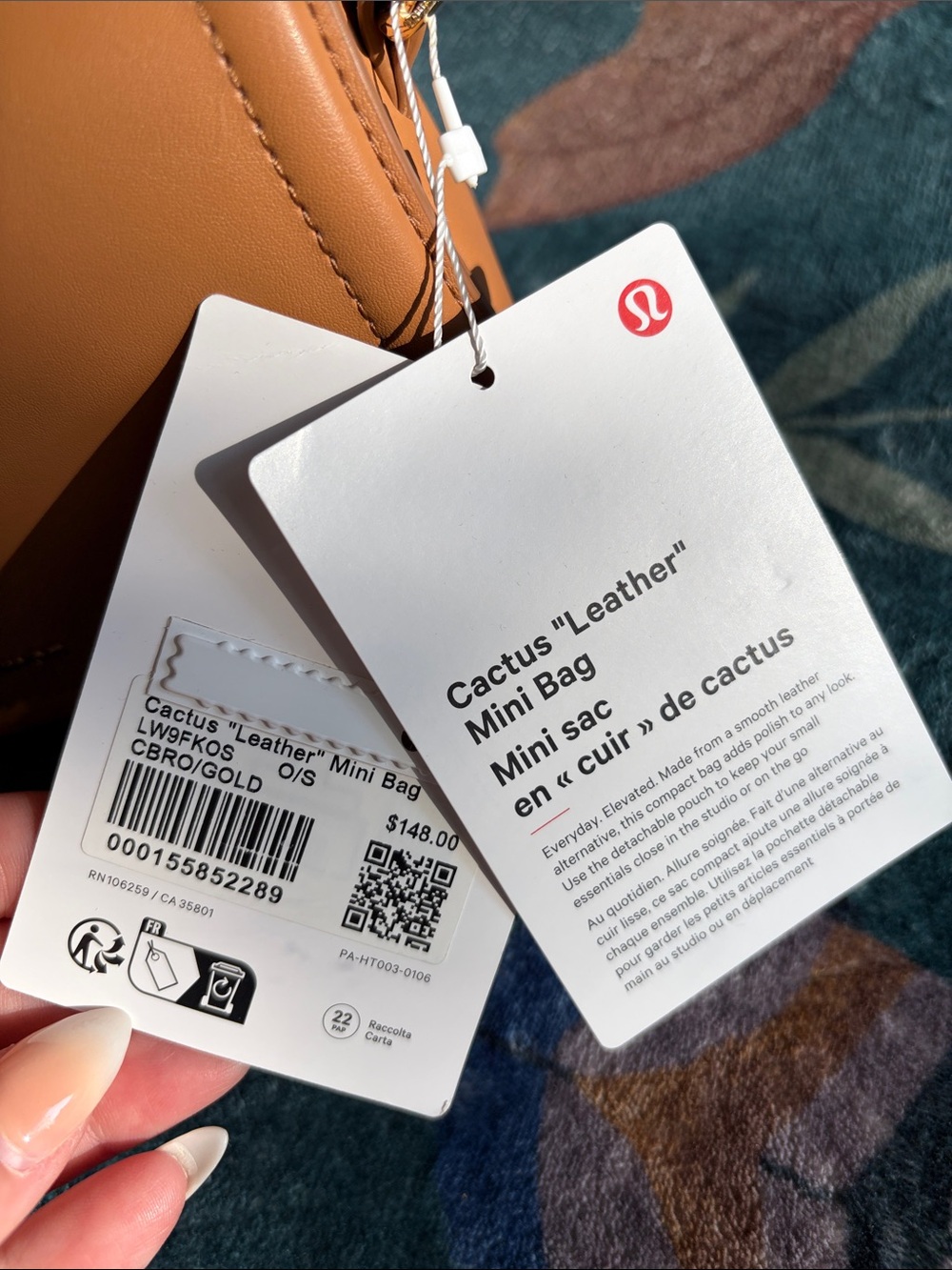 lululemon Cactus “Leather” Mini Bag Small Tan Purse with Coin Pouch - Picture 6 of 13